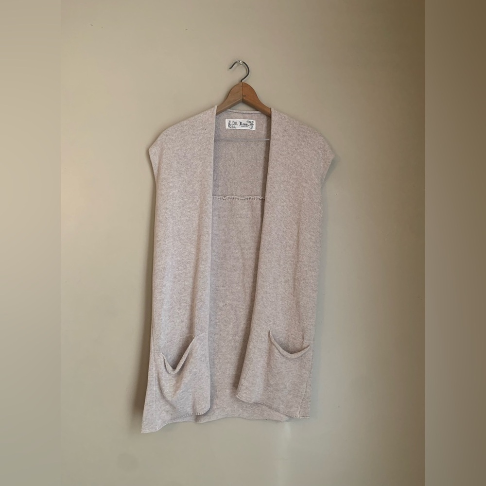 M. Rena Women's sweater vest Open Cardigan Light Knit tunic length Lagenlook